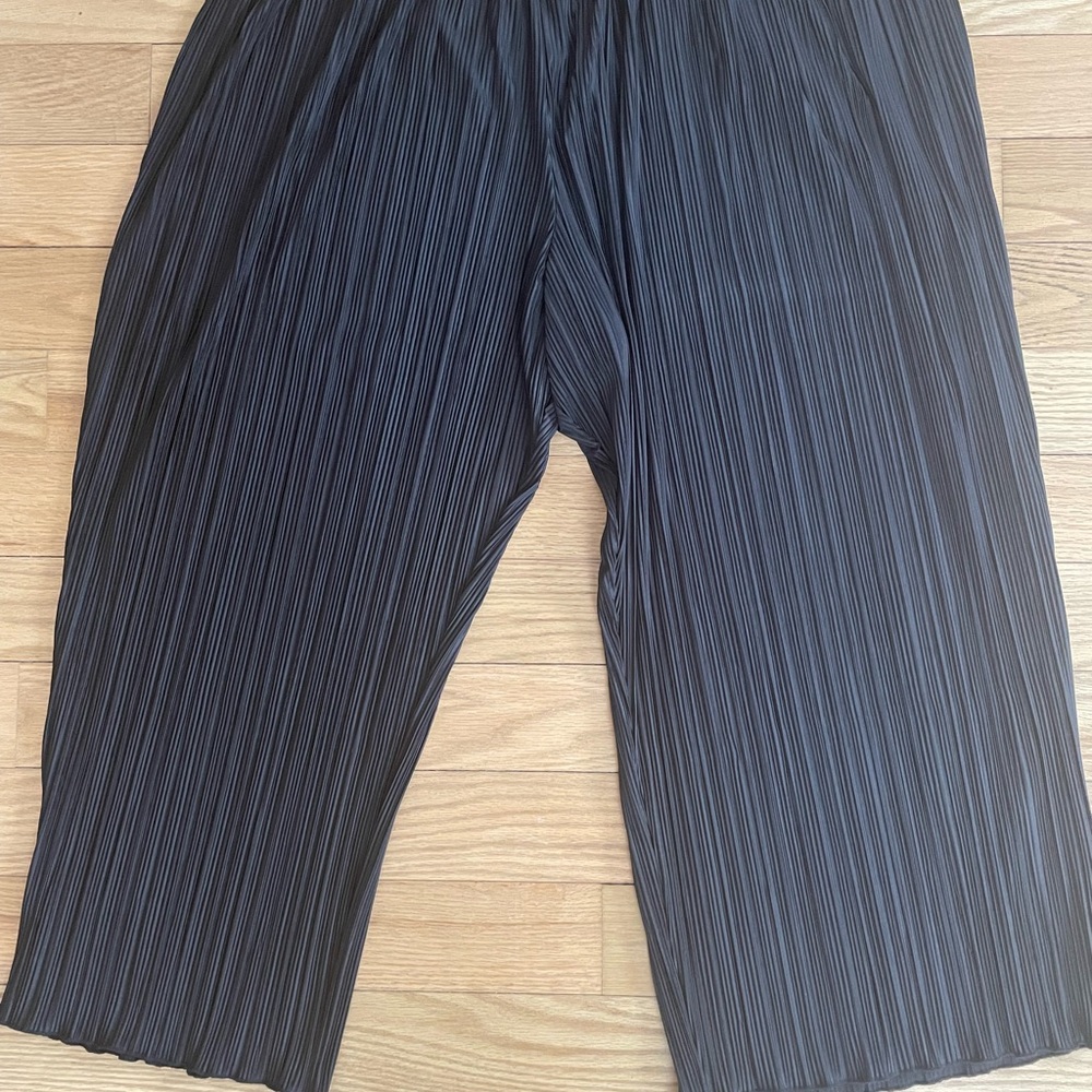 Black Pinstripe Wide-Leg Pants